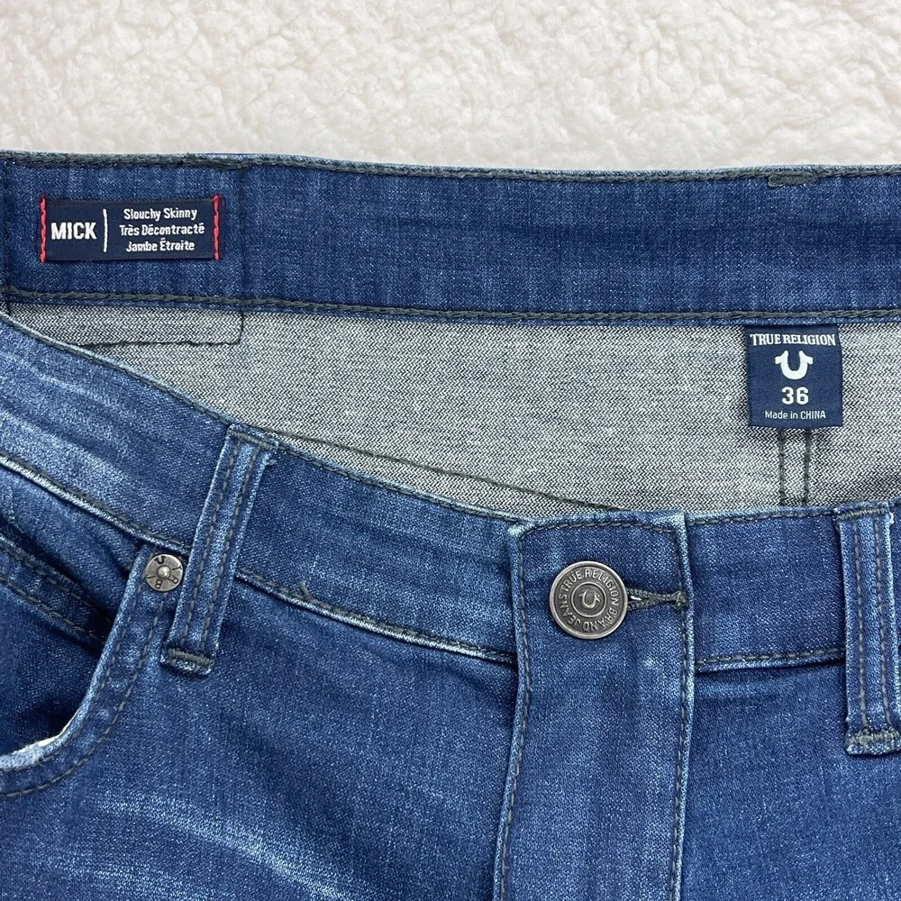 True‎ Religion Mick Slouchy Skinny Jeans Mens Size 36 Blue Denim Casual Zipper